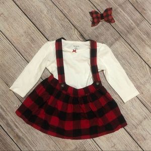 Buffalo plaid dress with matching headband